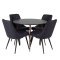PlazaBLWA100 Essgruppe Esstisch schwarz und 4 Velvet Deluxe Esszimmerstühle schwarz.