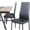 Jakarta spisebordsst spisebord teak og 6 Slim High Back stole PU kunstlder sort.
