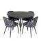 Dipp115BLBR spisegruppe spisebord svart og 4 Velvet spisestuestoler velour blomstret.