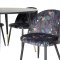 Dipp115BLBR spisegruppe spisebord svart og 4 Velvet spisestuestoler velour blomstret.