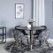 Dipp115BLBR spisegruppe spisebord svart og 4 Velvet spisestuestoler velour blomstret.