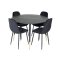 Dipp115BLBR matgrupp matbord svart och 4 Polar Diamond matstola velour svart.