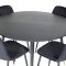 Dipp115BLBR matgrupp matbord svart och 4 Polar Diamond matstola velour svart.