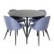 Dipp115BLBL spisegruppe spisebord svart og 4 Velvet spisestuestoler bl.