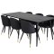 Dipp180x90BLBL matgrupp matbord svart och 6 Velvet matstola PU konstlder svart.