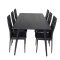 Dipp180x90BLBL matgrupp matbord svart och 6 Slim High Back matstola PU konstl�der svart.
