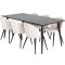 Dipp180x90BLBL matgrupp matbord svart och 6 Velvet matstola velour beige, svart.