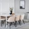 Polar180X90WHWH matgrupp matbord vit och 6 Velvet matstola velour beige, svart.
