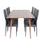 Polar180X90WNWN matgrupp matbord Valn�t dekor och 6 Slim High Back matstola PU konstl�der svart.