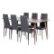Polar180X90WNWN matgrupp matbord Valn�t dekor och 6 Slim High Back matstola PU konstl�der svart.