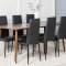 Polar180X90WNWN matgrupp matbord Valn�t dekor och 6 Slim High Back matstola PU konstl�der svart.