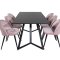 MarinaBLBL Essgruppe Esstisch schwarz und 6 Velvet Esszimmersthle Velour pink, schwarz.