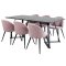 MarinaBLBL Essgruppe Esstisch schwarz und 6 Velvet Esszimmersthle Velour pink, schwarz.