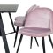 MarinaBLBL Essgruppe Esstisch schwarz und 6 Velvet Esszimmersthle Velour pink, schwarz.