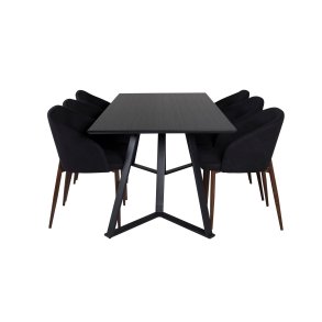 MarinaBLBL matgrupp  svart och 6 Arch matstola svart.