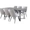MarinaBLBL matgrupp  svart och 6 Velvet Deluxe matstola velour ljusgrtt.