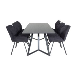 MarinaBLBL matgrupp  svart och 6 Gemma matstola svart.