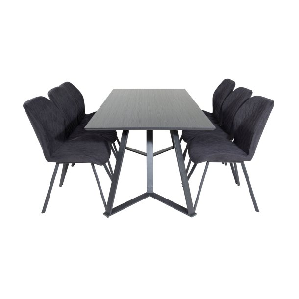 MarinaBLBL matgrupp  svart och 6 Gemma matstola svart.