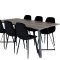 MarinaGRBL Essgruppe Esstisch El Holz dekor grau und 6 Polar Diamond Esszimmerstühle Velour schwarz.