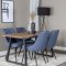 IncaNABL spisegruppe spisebord uttrekksbord lengde cm 160 / 200 el tre dekor og 4 Velvet Deluxe spisestuestoler bl, svart.