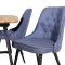 IncaNABL spisegruppe spisebord uttrekksbord lengde cm 160 / 200 el tre dekor og 4 Velvet Deluxe spisestuestoler bl, svart.