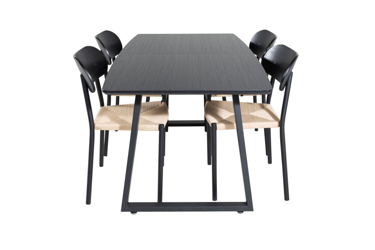 IncaBLBL matgrupp matbord utdragbart bord längd cm 160 / 200 svart och