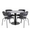 Estelle106BLBL matgrupp  svart, marmor och 4 Arrow matstola svart.