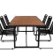 Khung Trdgrdset bord 100x200cm och 6 stole stapel Lindos svart, natur.