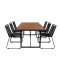 Khung Trdgrdset bord 100x200cm och 6 stole stapel Lindos svart, natur.