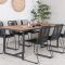 Khung Trdgrdset bord 100x200cm och 6 stole stapel Lindos svart, natur.