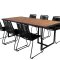 Khung Trdgrdset bord 100x200cm och 6 stole stapel Lindos svart, natur.