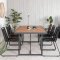 Khung Trdgrdset bord 100x200cm och 6 stole stapel Lindos svart, natur.