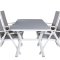 Virya Gartenset Tisch 90x160cm und 4 St&uuml;hle Break wei&szlig;, grau.