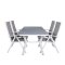 Virya Gartenset Tisch 90x160cm und 4 St&uuml;hle Break wei&szlig;, grau.