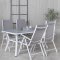 Virya Gartenset Tisch 90x160cm und 4 St&uuml;hle Break wei&szlig;, grau.