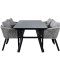 Virya hagesett bord 90x160cm og 4 stoler Virya hvit, svart, gr.