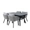 Virya hagesett bord 90x160cm og 4 stoler Virya hvit, svart, gr.