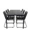 Break Gartenset Tisch 90x205cm schwarz, 6 Sthle Lindos schwarz.