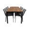 Bois Gartenset Tisch 90x205cm und 6 Stühle Dallas schwarz, natur.