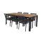 Bois Gartenset Tisch 90x205cm und 6 Stühle Dallas schwarz, natur.