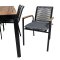 Bois Gartenset Tisch 90x205cm und 6 Stühle Dallas schwarz, natur.