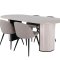 BiancaWW matgrupp matbord ektrd faner vit washed och 4 Velvet Stitches matstola beige.