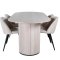 BiancaWW matgrupp matbord ektrd faner vit washed och 4 Velvet Stitches matstola velour beige.