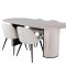 BiancaWW matgrupp matbord ektrd faner vit washed och 4 Velvet Stitches matstola velour beige.