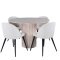 BiancaROWW matgrupp matbord ektrd faner vit washed och 4 Velvet matstola sammet beige, svart.