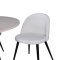 BiancaROWW matgrupp matbord ektrd faner vit washed och 4 Velvet matstola sammet beige, svart.