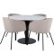 Estelle106WHBL matgrupp matbord vit, marmor och 4 Berit matstola beige.