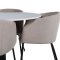 Estelle106WHBL matgrupp matbord vit, marmor och 4 Berit matstola beige.