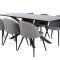 PiazzaBLBL matgrupp matbord svart och 6 Velvet Stitches matstola gr.