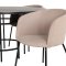 Copenhagen Essgruppe Esstisch braun und 4 Berit Esszimmerstühle beige.